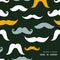 Fun silhouette mustaches frame corner pattern