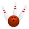 Fun Sport orange bowling ball and 3 pins