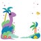 Fun stylized cartoon dinosaur border or background