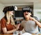 fun technology vr tech girl virtual innovation digital headset reality glass woman goggle female device entertainment