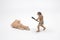 fun of tiny figure Homo erectus hunter