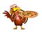 fun Turkey cartoon character with pizza