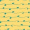 Fun vector hand drawn blue doodle loop design. Seamless pattern on vibrant yellow background with summer vibe. Great for