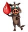 FunBoar cartoon character with blood drop
