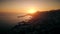 Funchal aerial panoramic sunset view. 4K
