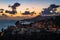 Funchal city, aerial view during sunset, Madeira Island