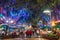 Funchal city at night with Christmas lights decorations