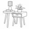 Functional Design: Black And White Drawing Of Plant And Lamp