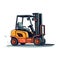 Functional Forklift Utility Vehicle Cartoon Square Illustration.