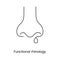 Functional rhinology icon line in vector, illustration of nose and drops, medicine.