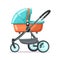 Functional Stroller Utility Vehicle Cartoon Square Illustration.