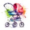 Functional Stroller Utility Vehicle Square Illustration.