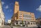 Functionalist town hall with high clock tower. Jablonec-nad-Nisou, North Bohemia, Czechia