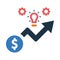 fund, money, grow, idea, bulb, management, gear, money grow idea management icon