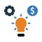 fund, money, management, gear, idea, bulb, fund management idea icon