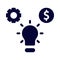 fund, money, management, gear, idea, bulb, fund management idea icon