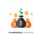 Fundraising campaign, crowdfunding concept, charity donation, vector illustration