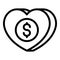 Fundraising icon outline vector. Charity money