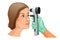 Fundus examination using Ophthalmoscope.