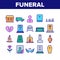 Funeral Burial Ritual Collection Icons Set Vector