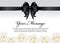 Funeral card - Black ribbon bow and white rose flower vector design