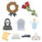 Funeral ceremony icon in set collection on cartoon style vector symbol stock