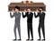 The funeral ceremony, men carry the coffin. In minimalist style Cartoon flat raster, isolated on white background