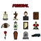 Funeral flat icon set