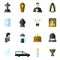 Funeral Flat Icons Set