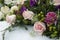 Funeral flowers in the snow on a cemetery