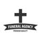 Funeral home undertaking ceremonial service. Funeral agency. Vector logo and emblem.