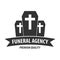 Funeral home undertaking ceremonial service. Funeral agency. Vector logo and emblem.