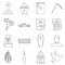 Funeral icons set, outline style