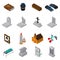 Funeral Isometric Icons Set