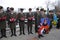 Funeral of Leonid Kadenyuk, the first astronaut of Ukraine. Honor guards keeping Kadenyuk medals and his portrait