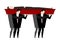 Funeral. Men carry coffin with dead. Red wooden coffin with corp