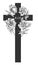 Funeral ornament concept with hand drawn roses and cross in black color isolated on white Vintage engraved style Modern