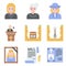 Funeral related vector icon set 6, flat style