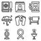 Funeral related vector icon set 7, line style