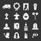 Funeral ritual service icons set grey vector