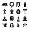 Funeral ritual service icons set, simple style