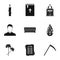 Funeral services icons set, simple style