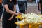 Funeral wood flower in funeral Buddhism. Artificial flowers for guests in the funeral of Buddhism. kind of wood flower to be place