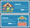 Funfair Posters with Carousels Vector Illustration