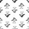 Fungus amanita mushroom seamless pattern black and white for design