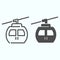 Funicular line and solid icon. Cable car vector illustration isolated on white. Ski cable lift outline style design