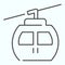 Funicular thin line icon. Cable car vector illustration isolated on white. Ski cable lift outline style design, designed