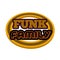 Funk family logo with oval border,warm vintage gold,brown,orange,red colours