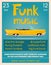 Funk music poster. Cartoon vector illustration