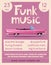 Funk music poster. Cartoon vector illustration